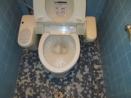 便器の流水状況をチェック