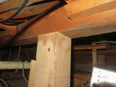 築古の建物には、柱頭・柱脚に接合金物がついていないことが多い。