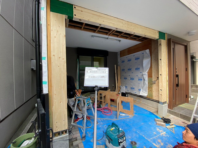 門型フレームの設置完了